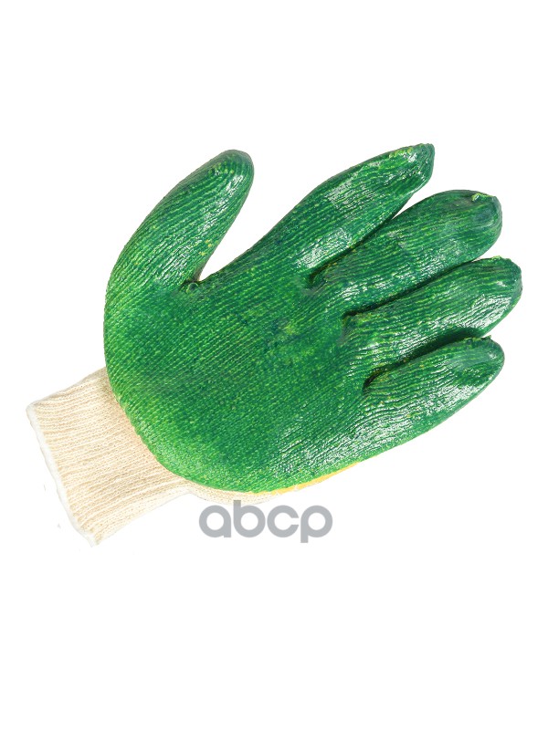 перчатки х/б с 2-слойным латексным покрытием (13 класс вязки, белые с желто-зеленым)