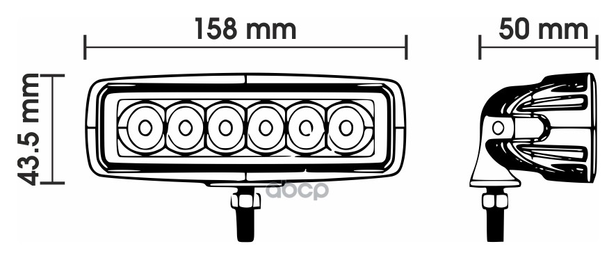 Светодиодная фара WL-118BF (ближний свет, мет. корп. 6 диодов)