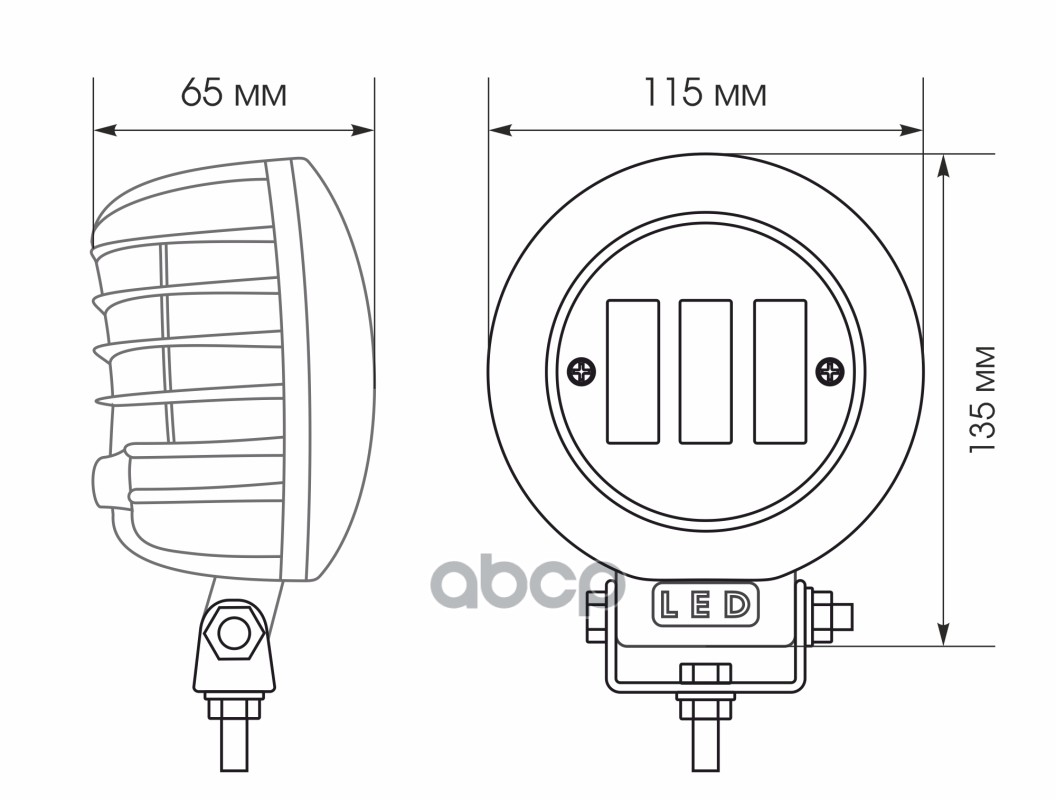 Светодиодная фара WL-430 (кругл. мет. корп., LENS, 3 LED, 45W)