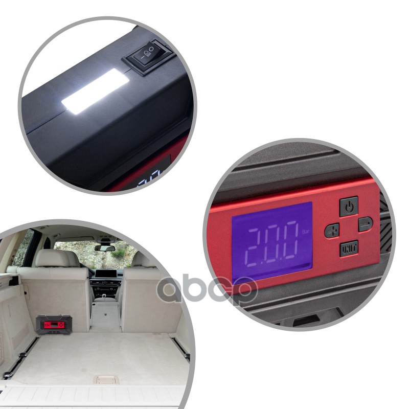 Компрессор  Smart, дисп. с софттач,пластик,LED фонарь 30 л/мин 12В  цифр. маном.