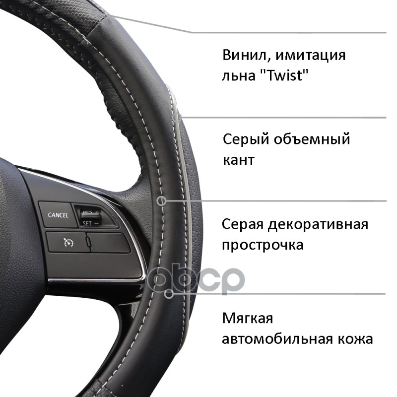 Оплетка руля M Azard Sigma экокожа карбон черная OPLA0180