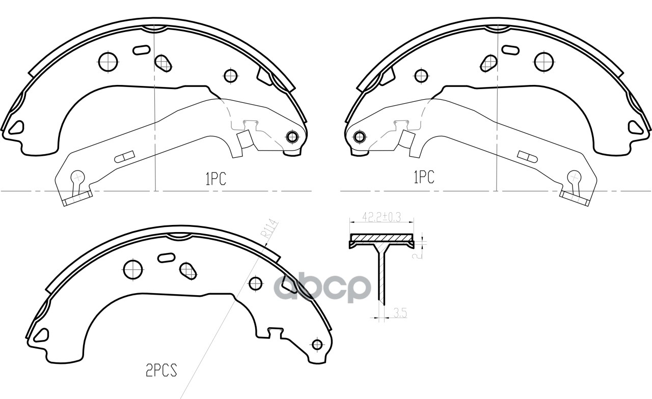 Комплект задних тормозных колодок, барабанный тормоз
