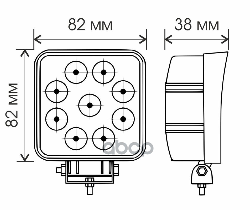 Светодиодная фара WL-132S (дальн. свет, кв. мет. корп. 9 LED по кругу, 27W)