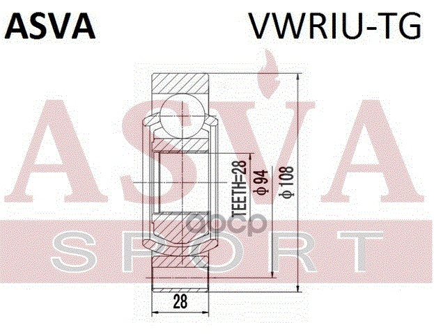 ШРУС ВНУТРЕННИЙ ЗАДНИЙ 28x108
