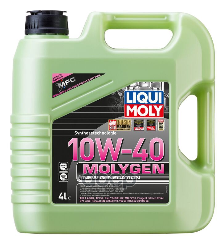 LIQUI MOLY Liquimoly 10W40 Molygen New Generation (4L) Масло Моторное !Синт Api Sl/Cf, Acea A3/B4
