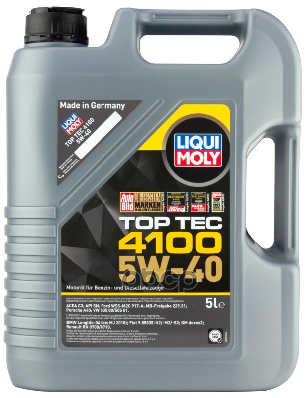 LIQUI MOLY Liquimoly 5W40 Top Tec 4100 (5L) Масло Моторное! Синт.  Api Sn/Cf, Acea A3/B4/C3