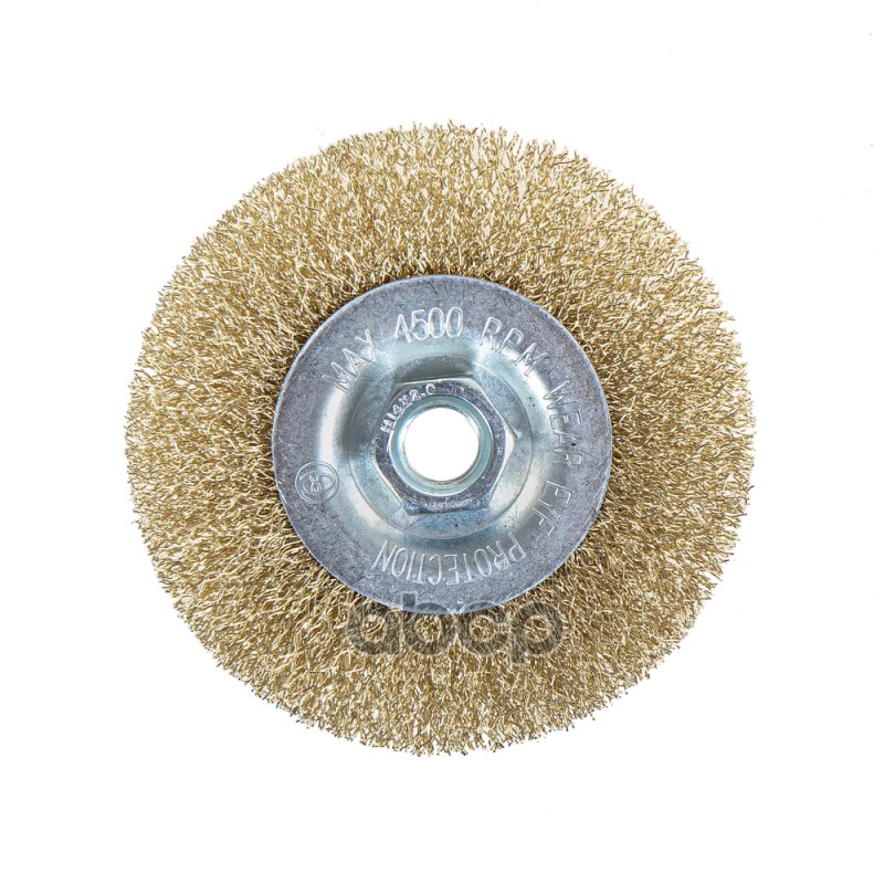 Щетка для УШМ плоская 100 мм, посадка M14, латунированная проволока