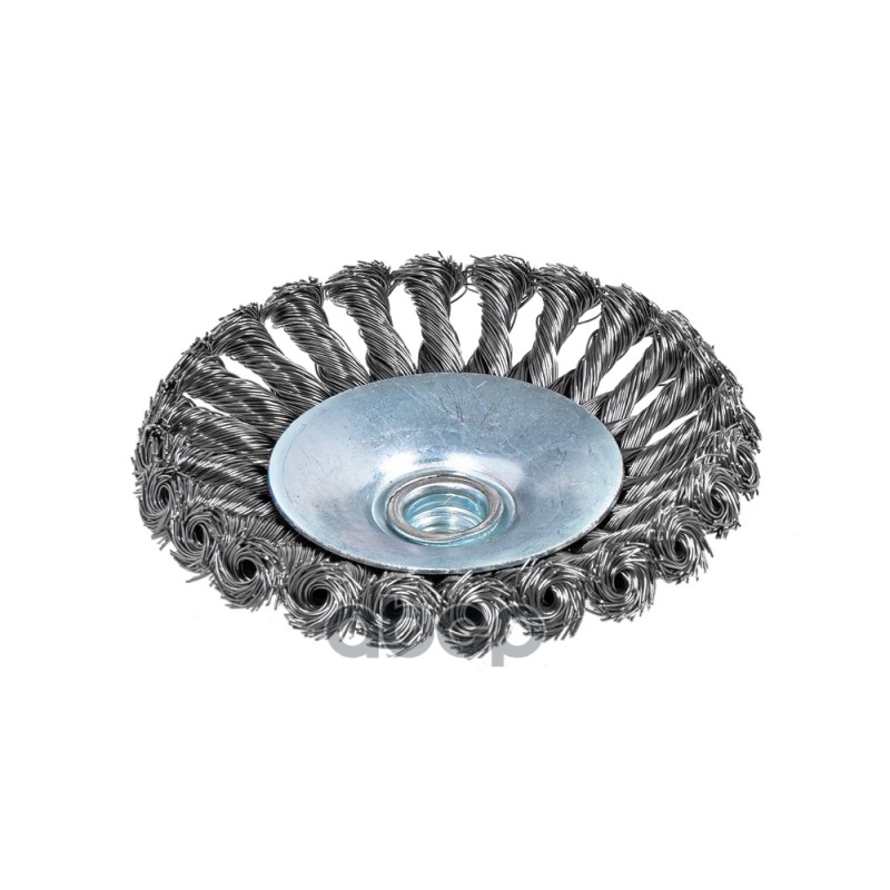 Щетка для УШМ конусная 125 мм, посадка M14, стальная витая проволока