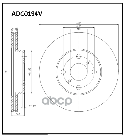 Диск тормозной вентилируемый | перед | TOYOTA