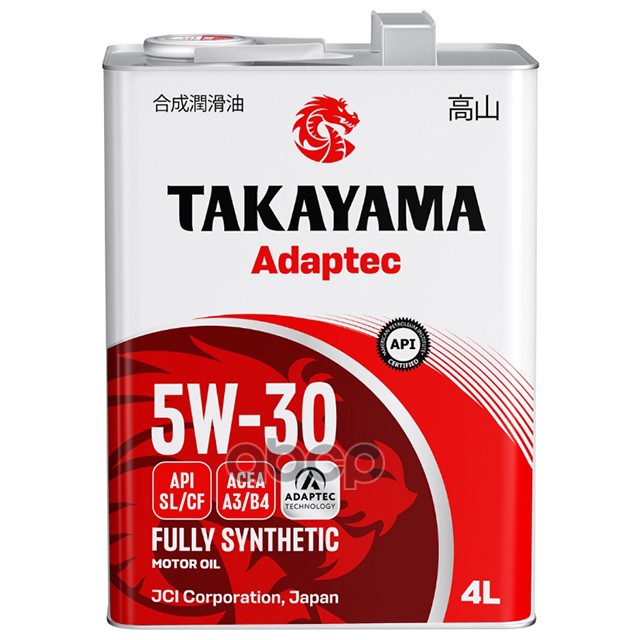 TAKAYAMA Takayama Adaptec 5W30 (4L) (Металл) Масло Моторное! Синт Api Sn, Ilsac Gf-5