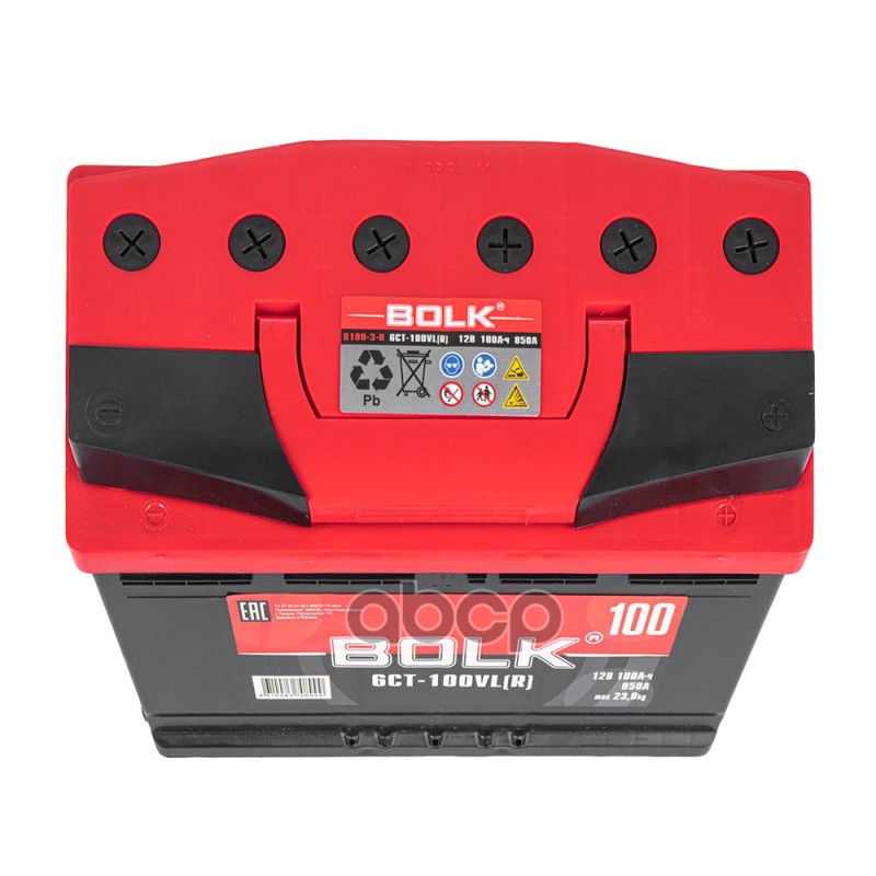 Аккумулятор BOLK Standart 100 А_ч обратный R+ 353x175x190 L5 EN 850 А