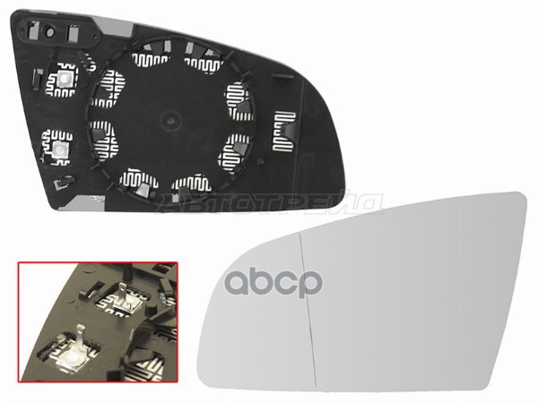 Полотно зеркала Audi A3 03-08 / A4 00-09 (Слева/ Обогрев/ асферическое) Sat арт. ST-121-0027