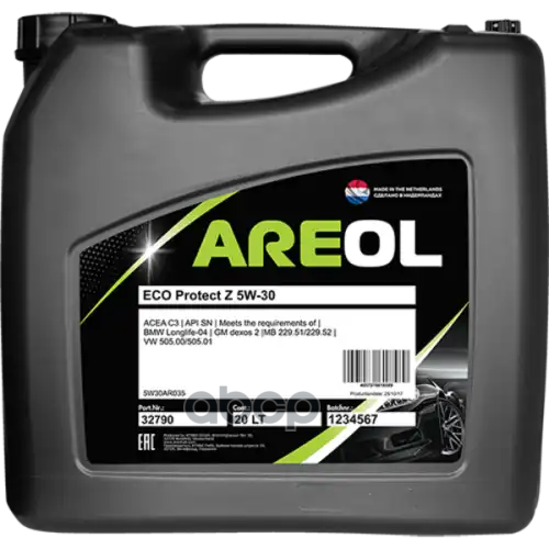 AREOL Areol Eco Protect Z 5W30 (20L) Масло Моторн.! Синтacea C3,Api Sn,Mb 229.51/229.52,Vw 505.00/505.01