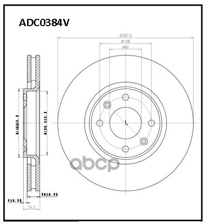 Диск тормозной вентилируемый | перед |