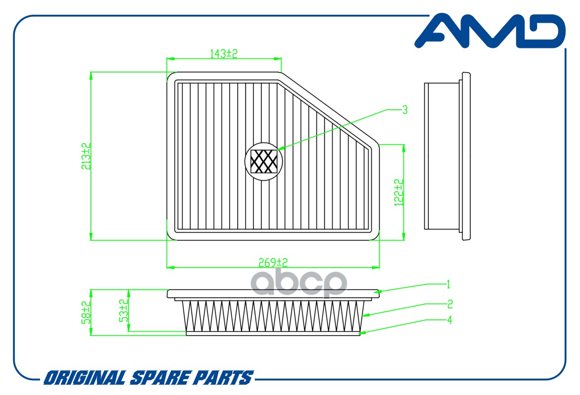 Фильтр воздушный BMW 5 (G30) 16-, 7 (G11) 15-, X5 (G05) 17- AMD 13718581691 13718581691