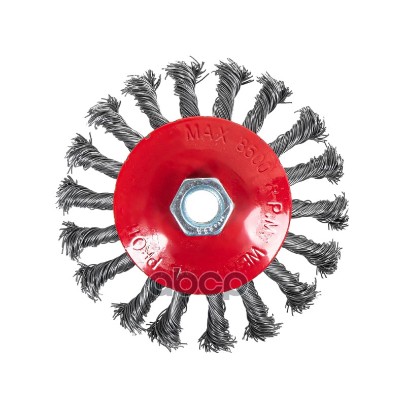 Щетка для УШМ конусная 115 мм, посадка M14, стальная витая проволока d=0.5мм, 12500 об/мин ARNEZI R8048115 Щетка для УШМ конусная 115 мм, посадка M14, стальная витая проволока d=0.5мм, 12500 об/мин ARNEZI R8048115