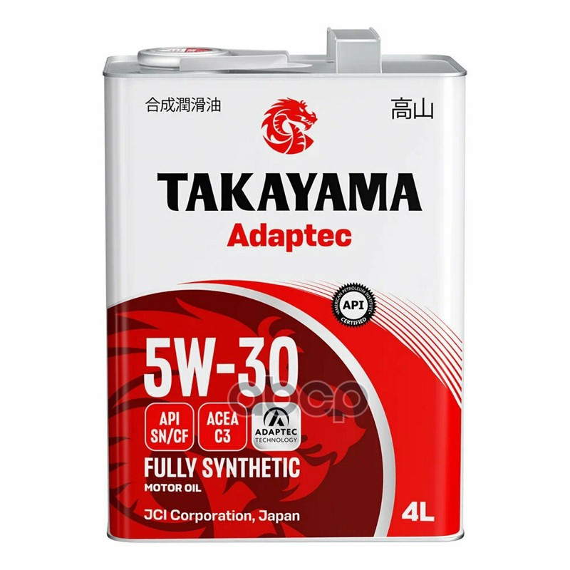 TAKAYAMA Takayama Adaptec 5W30 (4L) (Металл) Масло Моторное! Синт Api Sn/Cf, Acea C3