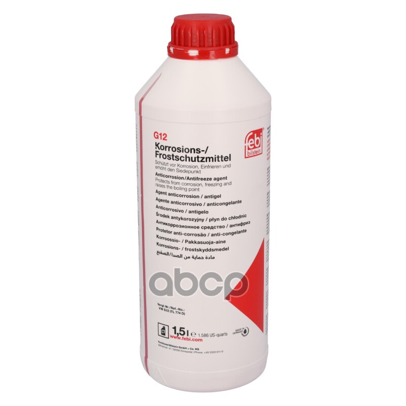 1381F Антифриз! Красный 1.5L Концентрат 1:1 -40°C Соответствует Категории G12 Febi арт. 01381