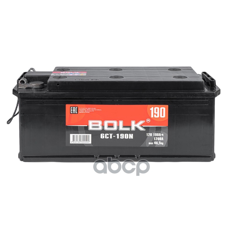 Аккумулятор BOLK Standart 190 А_ч R+(4) 514x218x210 B EN 1200 А (под болт)