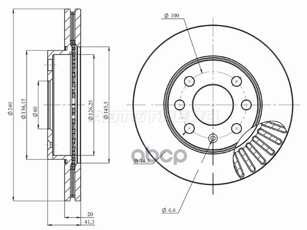 Диск тормозной (Спереди) Chevrolet Cobalt 13- / Opel Corsa 00-06 HOSU арт. HSDB0183