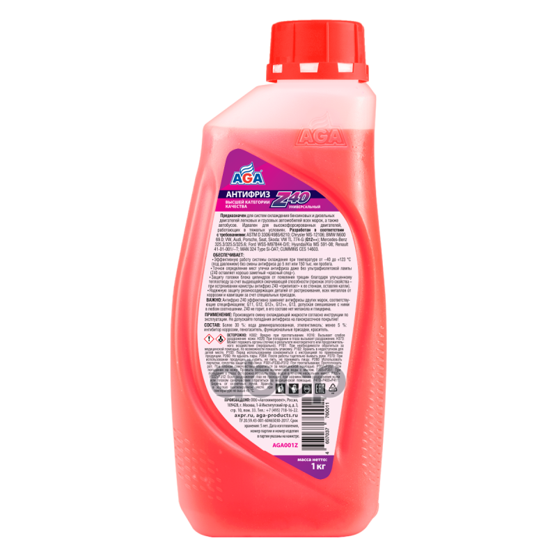 AGA Антифриз, готовый к применению, красный, -40°C (1KG)