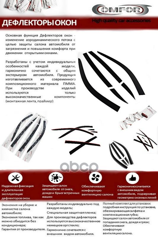 Дефлектор GEELY Monjaro (23-) окон комплект (6шт.) COMFORT