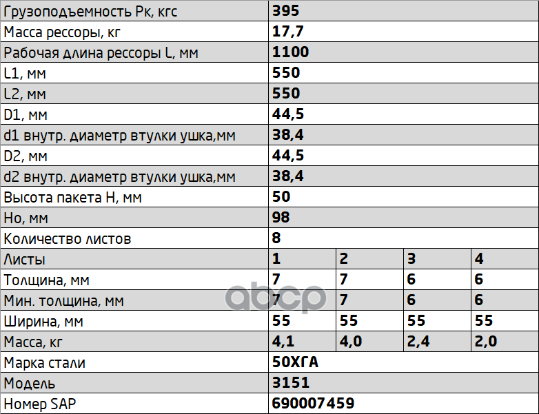 Рессора УАЗ-469 передняя (8 листов)