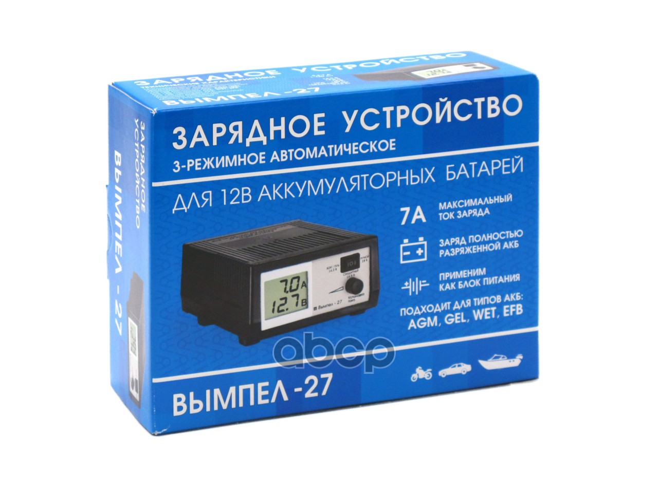 Устроиство зарядное Вымпел 0-7А Вымпел 27 (автомат, 14,1/14,8/16В, сегментныи