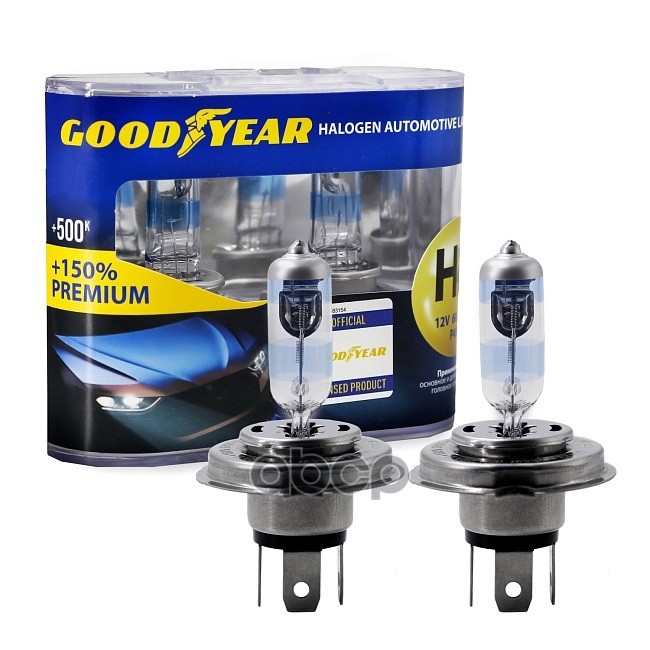 Автолампа Н4 12V 60/55W P43t Premium +150% (бокс: к-т 2шт) GOODYEAR арт. GY014152
