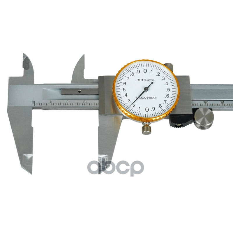 Штангенциркуль стрелочный 150мм шаг 0.02мм, стальной, глубиномер, кейс