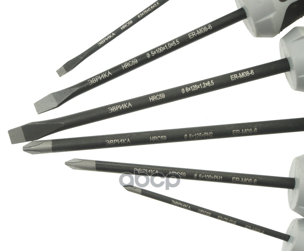 Набор отверток SL3.5-SL6.5, PH0-PH2 6 предметов ЭВРИКА