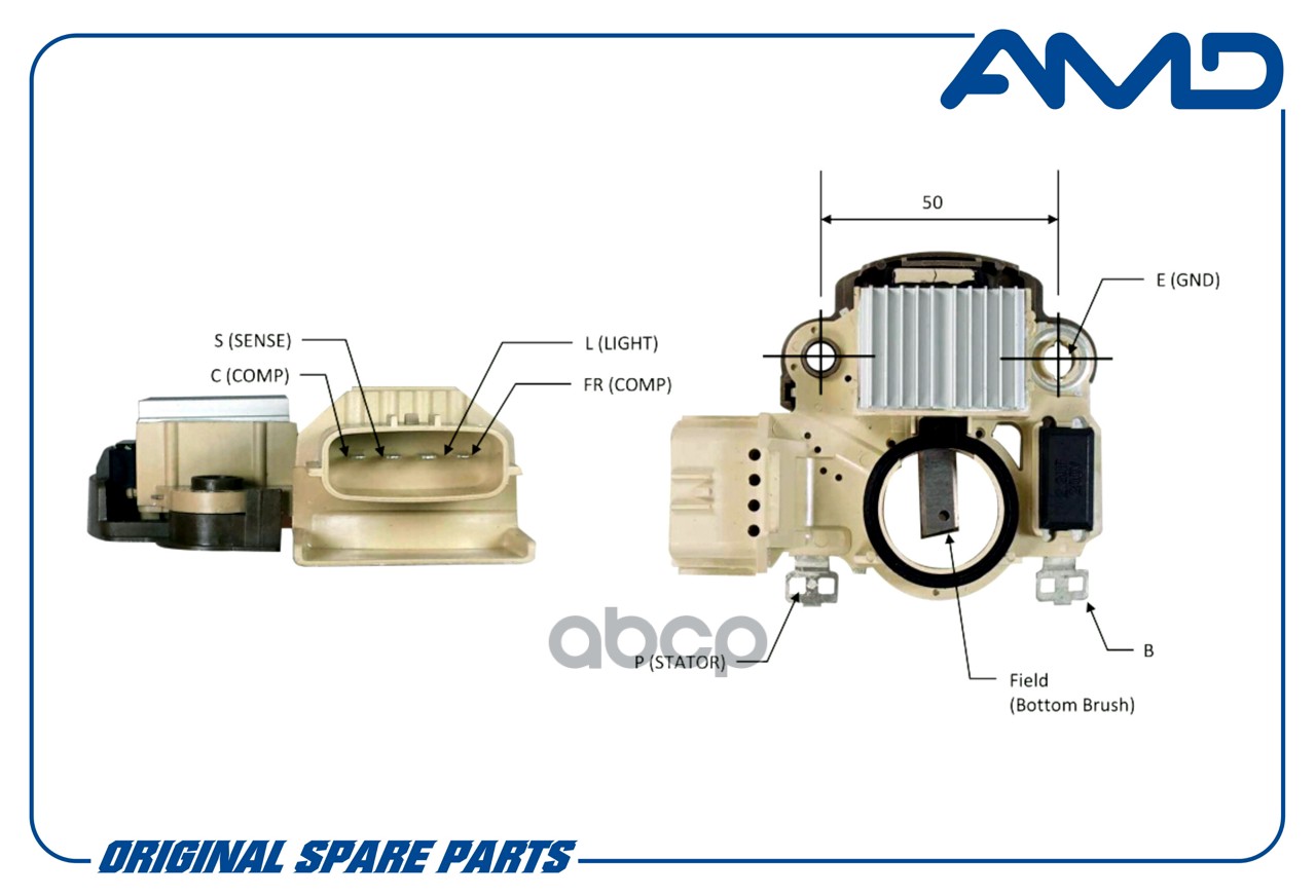 Регулятор напряжения генератора Mitsubishi Lancer IX 00- 1.6i AMD 1800A087 1800A087