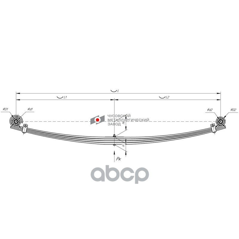 Рессора УАЗ Pickup, Cargo задняя (4-х листовая) с шарнирами и противоскрипами
