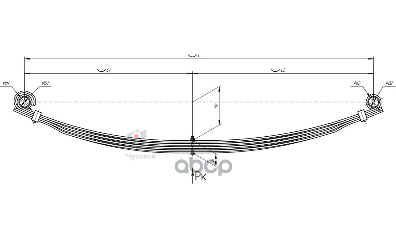 Рессора УАЗ-3151 задняя (4-х листовая) без шарниров