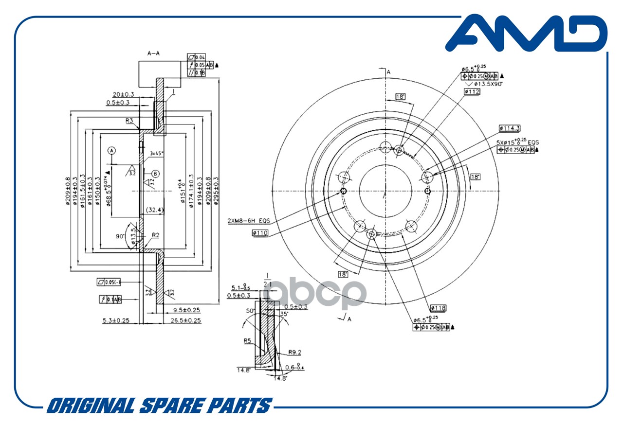 Диск заднего тормоза 3502102XGW02A/AMD.BD629 AMD
