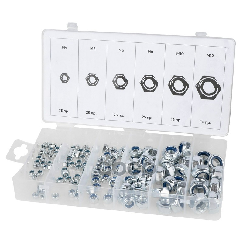 Набор гаек самоконтрящихся с нейлоновой вставкой 146пр. ARNEZI R8020125