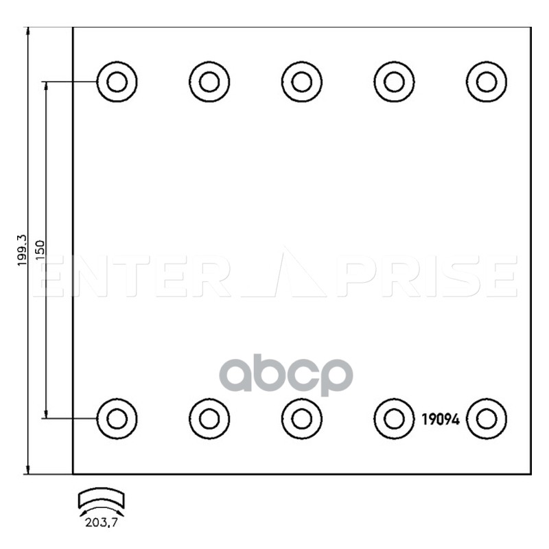 Накладки тормозные 19094 2-й ремонт BPW, SAF 420x200 (с заклёпками) ->150000км