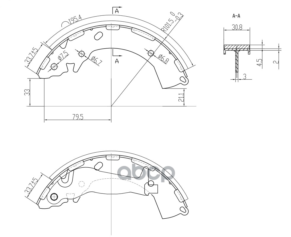 Комплект задних тормозных колодок, барабанный тормоз