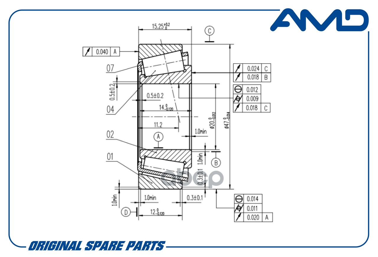 Подшипник ступицы задней комплект 96316634/AMD.BER43 AMD