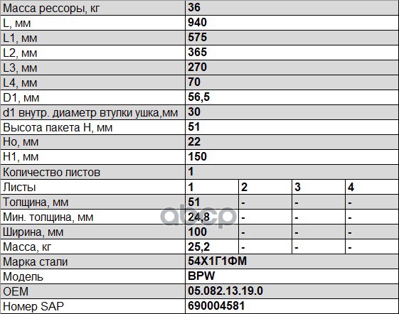 Рессора малолистовая в сборе