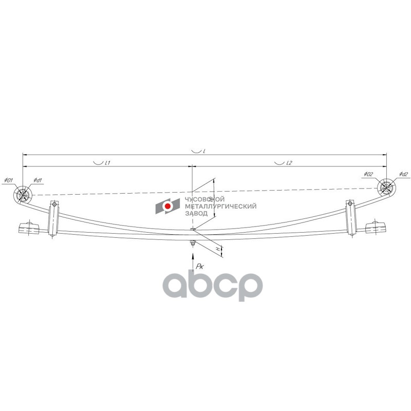 Рессора УАЗ Профи задняя 1 листовая с подрессорником усиленная , двускатный мост
