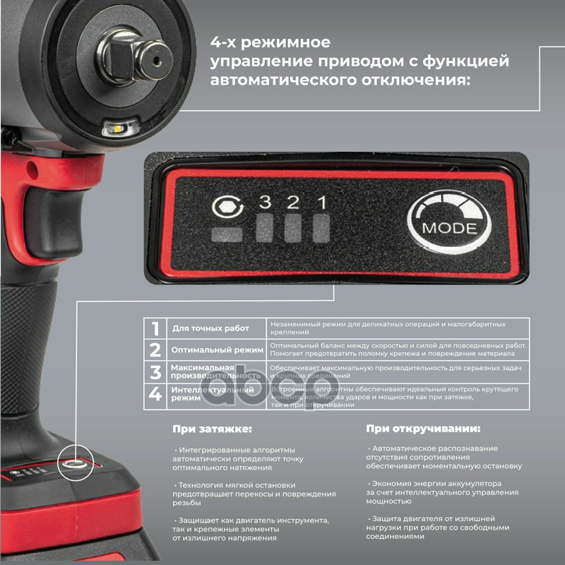 Гайковерт ударный аккумуляторный бесщеточный 1/2