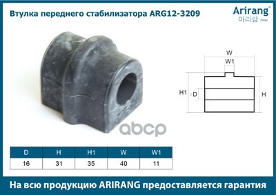 Втулка переднего стабилизатора Chevrolet (Aveo T200-250 03-08)