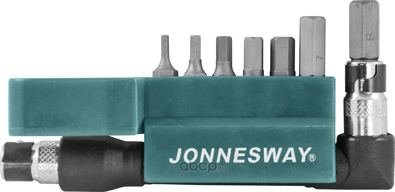 Jonnesway S08H2H8S Комплект вставок-бит 1/4""DR шестигранных, H2-H8, c Г-образным приводом, 8 предметов