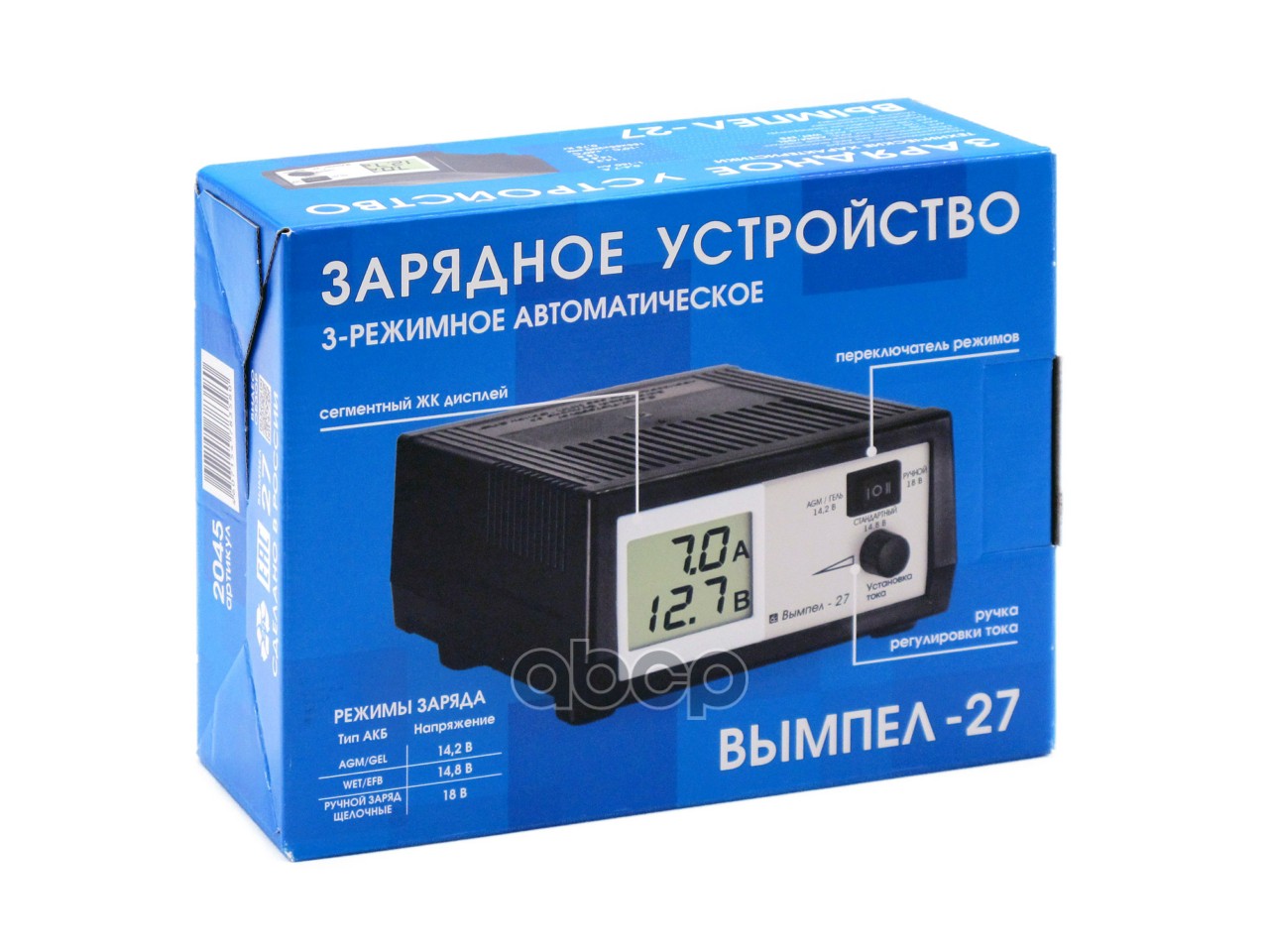 Устроиство зарядное Вымпел 0-7А Вымпел 27 (автомат, 14,1/14,8/16В, сегментныи