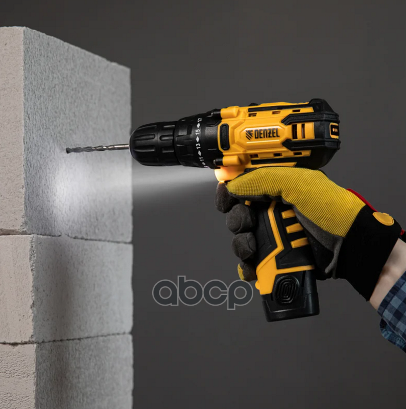 Дрель-шуруповерт аккумуляторный 12.0В (1АКБ Li-Ion) DENZEL