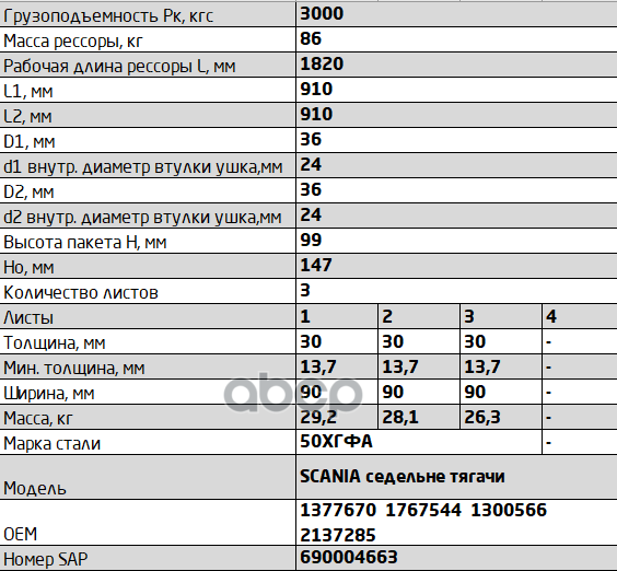 Рессора многолистовая в сборе