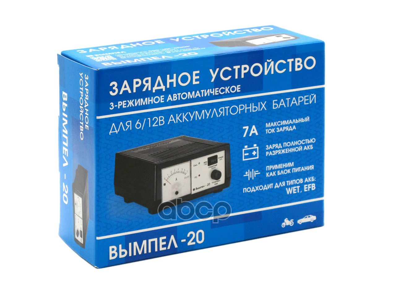 Устроиство зарядное Вымпел 6/12/18V 0-6A Вымпел-20 (автомат., стрелочныи адапт