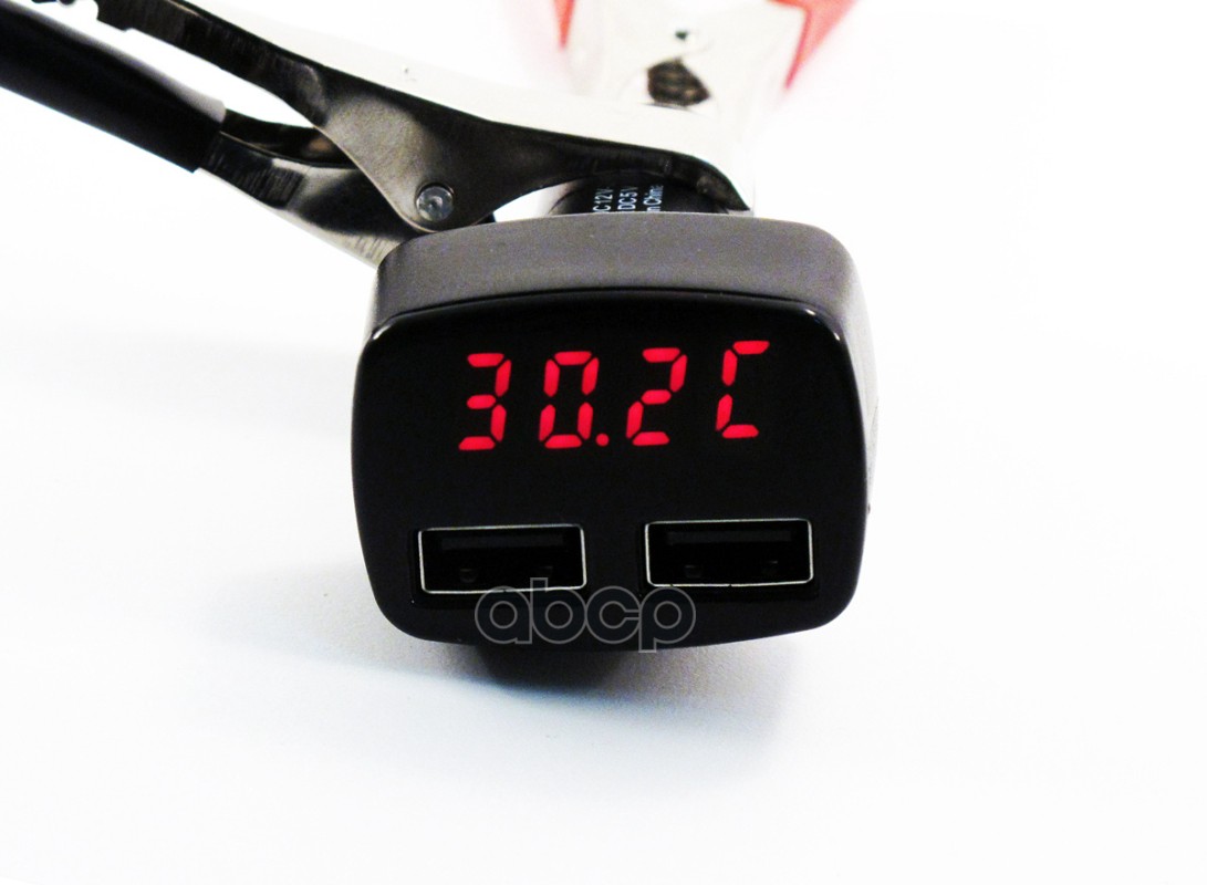 Вольтметр напряжения (12/24V) (в прикуриватель, 4 в1(термометр,амперметр,зарядка