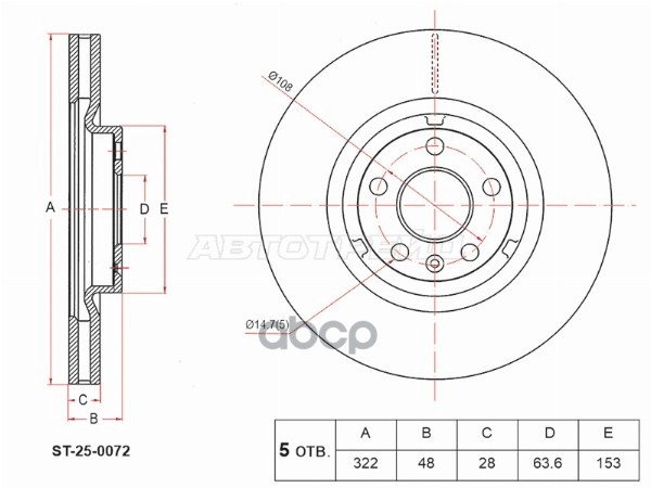 Диск тормозной (Спереди) Geely Tugella 19- / Atlas 23- Sat арт. ST-25-0072